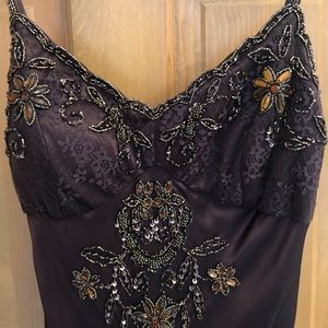 Brown Silk Flapper Style Lace Dress